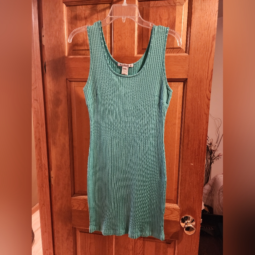 Sleeveless Ribbed Dress in Teal